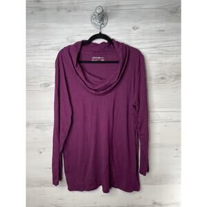 Eddie Bauer Pullover Womens 2XL Purple Long Sleeve Lightweight Cowl Neck Outdoor